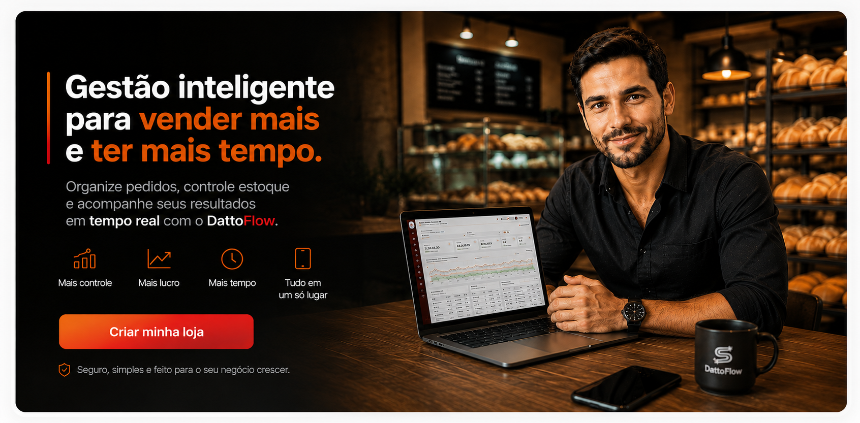 Empresário utilizando DattoFlow