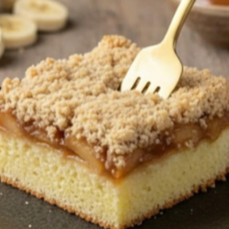 CUCA DE BANANA COM DOCE DE LEITE